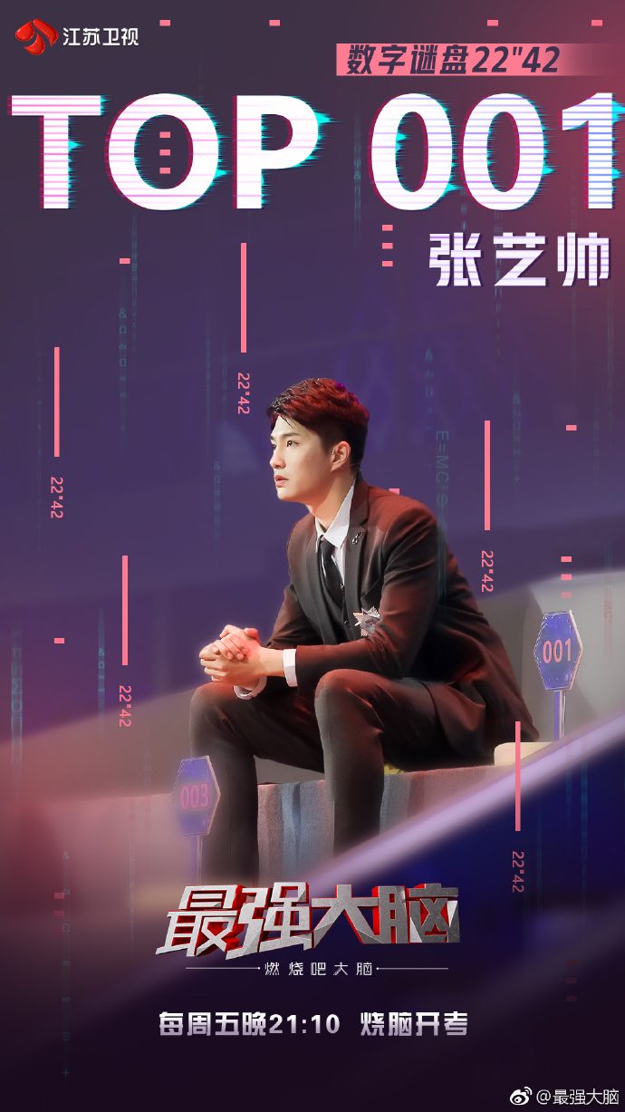 长腿男神张艺帅拿下《最强大脑》百人赛第一,距何猷君的神仙记录就差